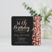 Elegant 30th Birthday Party Sparkles Roos Gold Kaart (Staand voorkant)