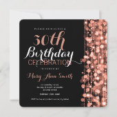 Elegant 30th Birthday Party Sparkles Roos Gold Kaart (Voorkant)