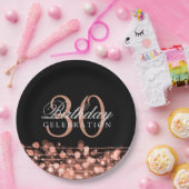 Elegant 30th Birthday Party Sparkles Roos Gold Papieren Bordje (Feest)