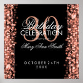 Elegant 30th Birthday Party Sparkles Roos Gold Poster (Voorkant)