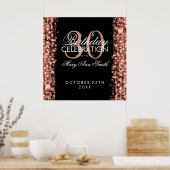 Elegant 30th Birthday Party Sparkles Roos Gold Poster (Keuken)