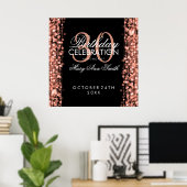 Elegant 30th Birthday Party Sparkles Roos Gold Poster (Thuiskantoor)
