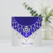 Elegant 30th Birthday Rich Royal Blue Silver White Kaart (Staand voorkant)