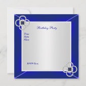 Elegant 30th Birthday Rich Royal Blue Silver White Kaart (Achterkant)