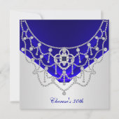 Elegant 30th Birthday Rich Royal Blue Silver White Kaart (Voorkant)