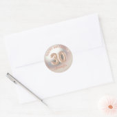 Elegant 30th Happy Birthday roos Goud Stijlvol Ronde Sticker (Envelop)