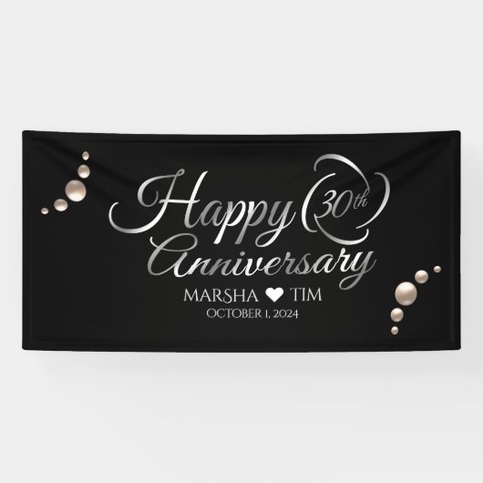 Elegant 30th Pearl Wedding Jubileum (4'x8') Spandoek (Horizontaal)