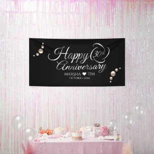 Elegant 30th Pearl Wedding Jubileum (4'x8') Spandoek