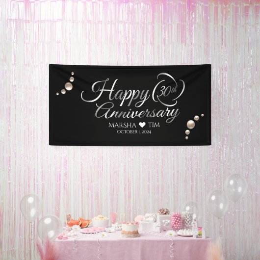 Elegant 30th Pearl Wedding Jubileum (4'x8') Spandoek (Feest)