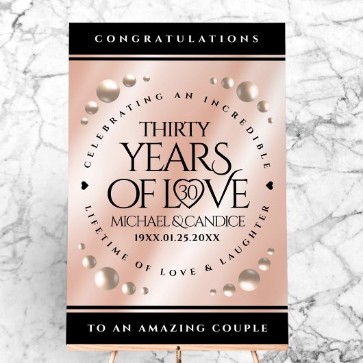 Elegant 30th Pearl Wedding Jubileum Celebration Acryl Bord