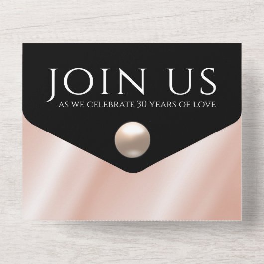 Elegant 30th Pearl Wedding Jubileum Celebration All In One Uitnodiging (Achterkant)