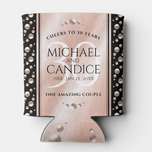 Elegant 30th Pearl Wedding Jubileum Celebration Blikjeskoeler (Achterkant)