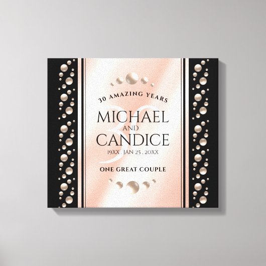 Elegant 30th Pearl Wedding Jubileum Celebration Canvas Afdruk (Voorkant)