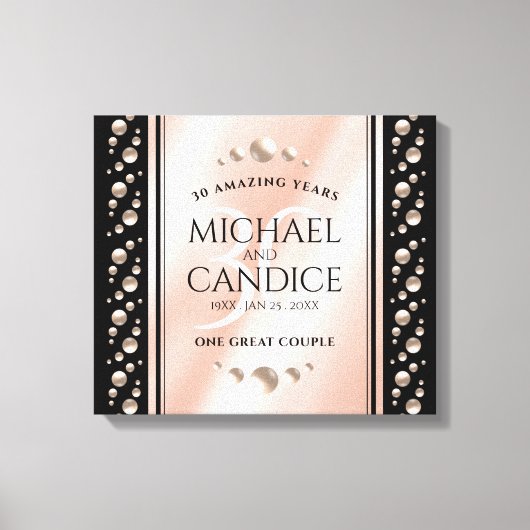 Elegant 30th Pearl Wedding Jubileum Celebration Canvas Afdruk (Voorkant)