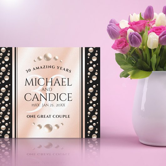 Elegant 30th Pearl Wedding Jubileum Celebration Canvas Afdruk