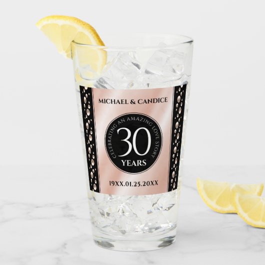 Elegant 30th Pearl Wedding Jubileum Celebration Glas (Voorkant ijs)
