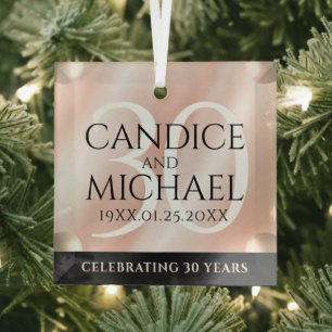 Elegant 30th Pearl Wedding Jubileum Celebration Glas Ornament