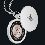 Elegant 30th Pearl Wedding Jubileum Celebration Locket Ketting<br><div class="desc">Herinner de 30ste trouwdag met deze elegante medaille! Elegante zwarte serif en sans serif belettering met parels op een parelmoer achtergrond voegen een memorabele touch toe voor deze speciale gelegenheid en buitengewone mijlpaal. Pas aan met de namen van het gelukkige paar, en data voor hun pareljubileum. Ontwerp © W.H. Sim,...</div>