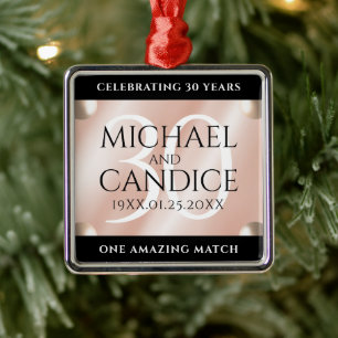 Elegant 30th Pearl Wedding Jubileum Celebration Metalen Ornament