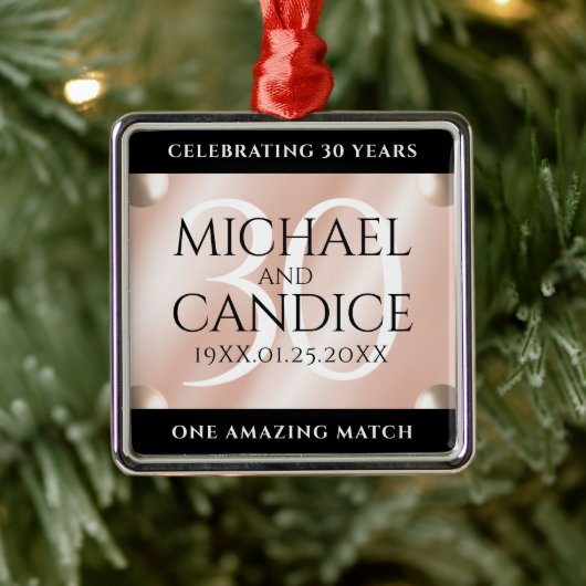 Elegant 30th Pearl Wedding Jubileum Celebration Metalen Ornament (Boom)