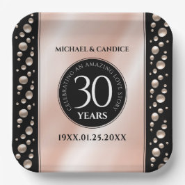 Elegant 30th Pearl Wedding Jubileum Celebration Papieren Bordje