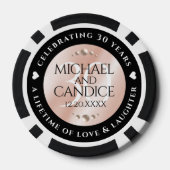 Elegant 30th Pearl Wedding Jubileum Celebration Poker Chips (Achterkant)