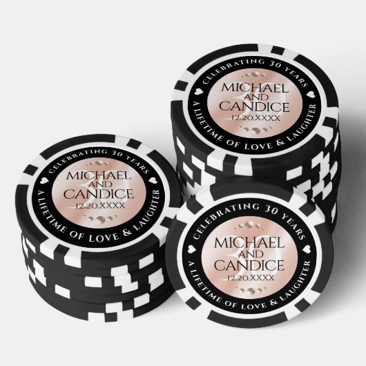Elegant 30th Pearl Wedding Jubileum Celebration Poker Chips (Opstapeling)