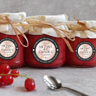 Elegant 30th Pearl Wedding Jubileum Celebration Ronde Sticker