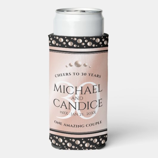 Elegant 30th Pearl Wedding Jubileum Celebration Seltzer Blikjeskoeler (Seltzer Achterkant)