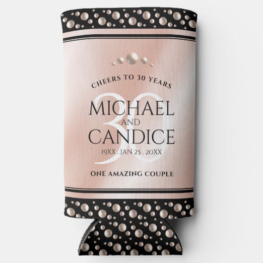 Elegant 30th Pearl Wedding Jubileum Celebration Seltzer Blikjeskoeler (Voorkant)