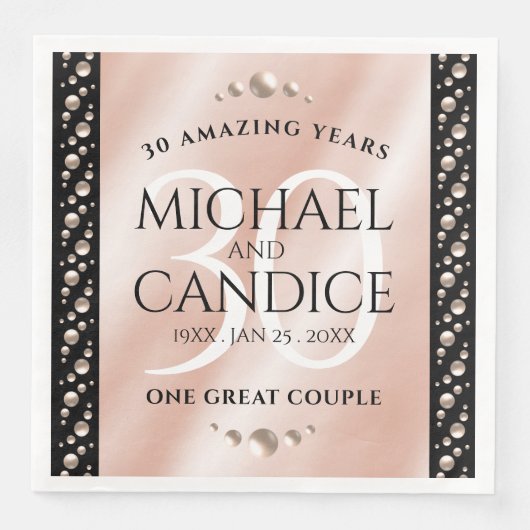 Elegant 30th Pearl Wedding Jubileum Celebration Servet (Voorkant)