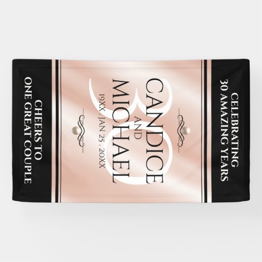 Elegant 30th Pearl Wedding Jubileum Celebration Spandoek (Horizontaal)