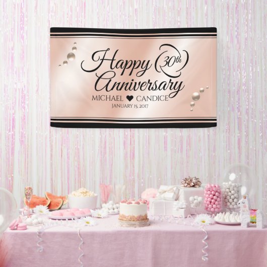 Elegant 30th Pearl Wedding Jubileum Celebration Spandoek (Feest)