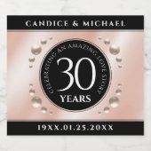 Elegant 30th Pearl Wedding Jubileum Celebration Sparkling Wijnetiket (Enkel label)