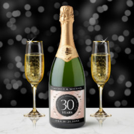 Elegant 30th Pearl Wedding Jubileum Celebration Sparkling Wijnetiket