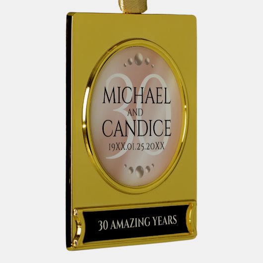 Elegant 30th Pearl Wedding Jubileum Celebration Verguld Banner Ornament (Rechts)