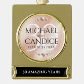 Elegant 30th Pearl Wedding Jubileum Celebration Verguld Banner Ornament (Voorkant)