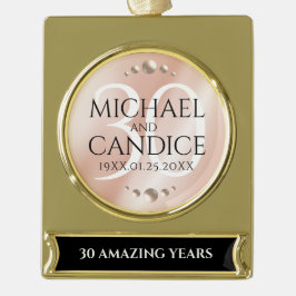 Elegant 30th Pearl Wedding Jubileum Celebration Verguld Banner Ornament