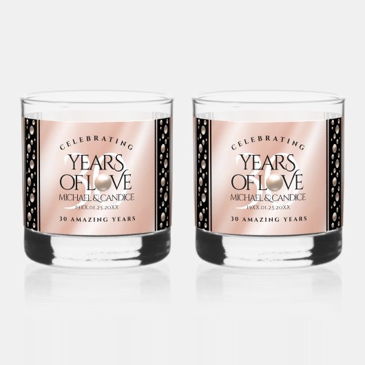 Elegant 30th Pearl Wedding Jubileum Celebration Whisky Glas (Voorkant)