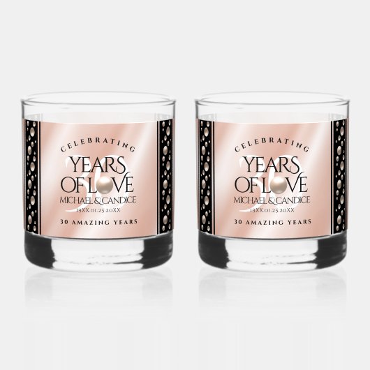 Elegant 30th Pearl Wedding Jubileum Celebration Whisky Glas (Achterkant)