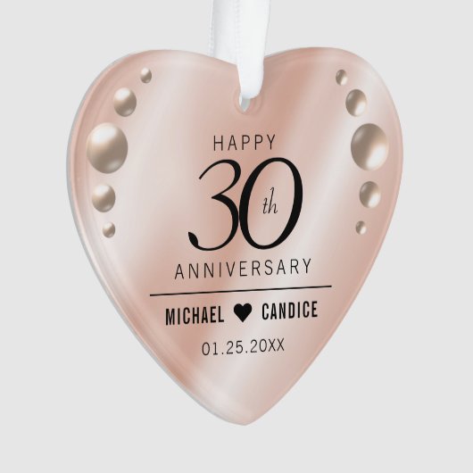 Elegant 30th Pearl Wedding Jubileum Ornament (voorkant)