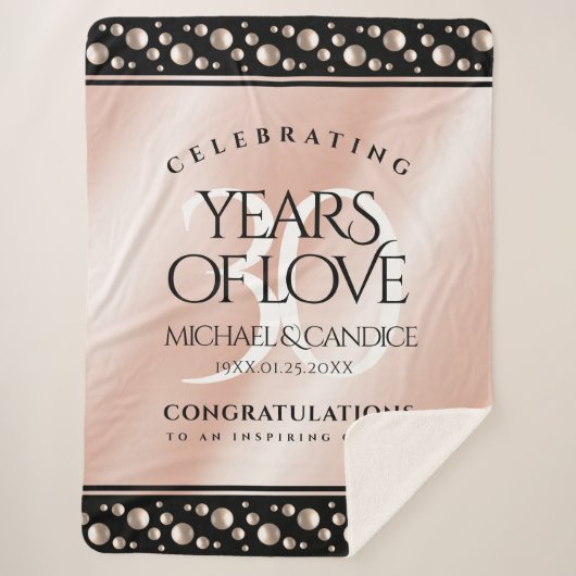 Elegant 30th Pearl Wedding Jubileum Sherpa Deken (Voorkant)