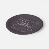 Elegant 30th Wedding Jubileum Paars Papieren Bordje (Gekanteld)