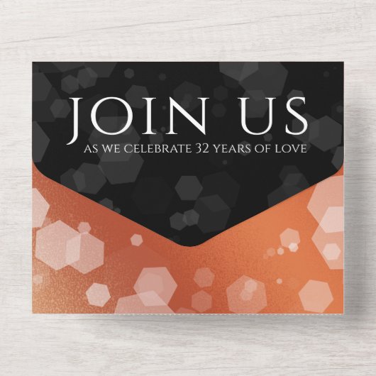 Elegant 32e Bronze Wedding Jubileum All In One Uitnodiging (Achterkant)