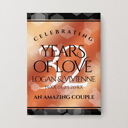 Elegant 32e Bronze Wedding Jubileum Button (Voorkant)