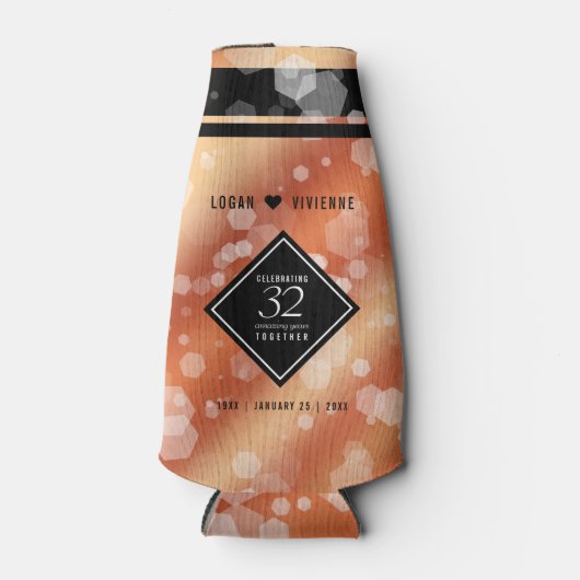 Elegant 32e Bronze Wedding Jubileum Flesjeskoeler (Voorkant)