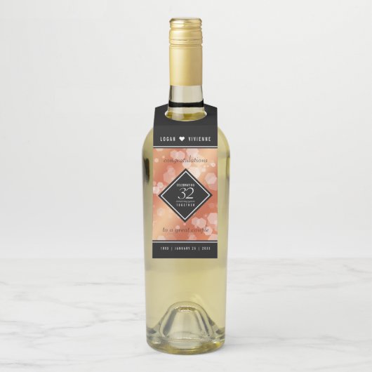 Elegant 32e Bronze Wedding Jubileum Flessenhanger (Op fles)