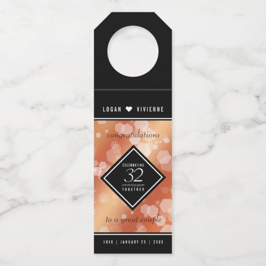 Elegant 32e Bronze Wedding Jubileum Flessenhanger (Voorkant)