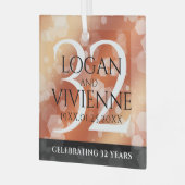 Elegant 32e Bronze Wedding Jubileum Glas Ornament (Voorkant links)