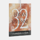 Elegant 32e Bronze Wedding Jubileum Glas Ornament (Voorkant Rechts)